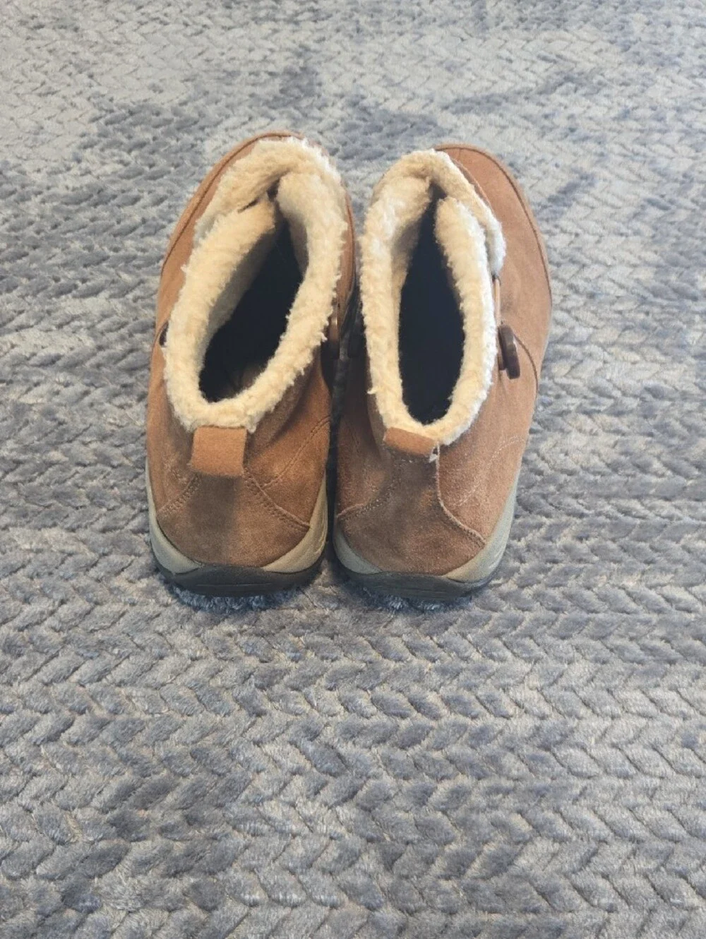 Women's Brown Suede Ankle Boots with Faux Shearling Lining